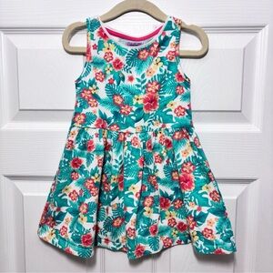 F&F Floral Kids Cotton Dress - Green‎ and Red Hawaiian Style Size 2T-3T
